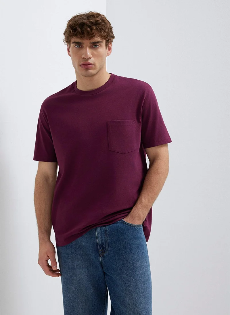 Mavi Purple T-shirt with Pocket Detail