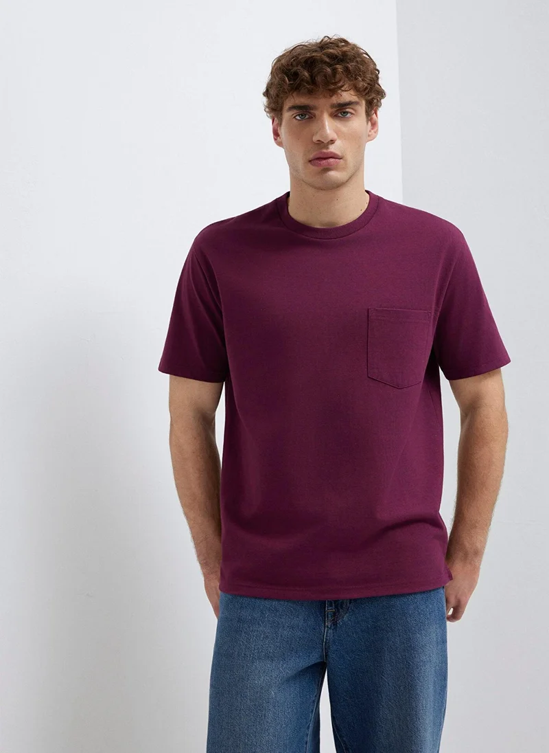 Mavi Purple T-shirt with Pocket Detail