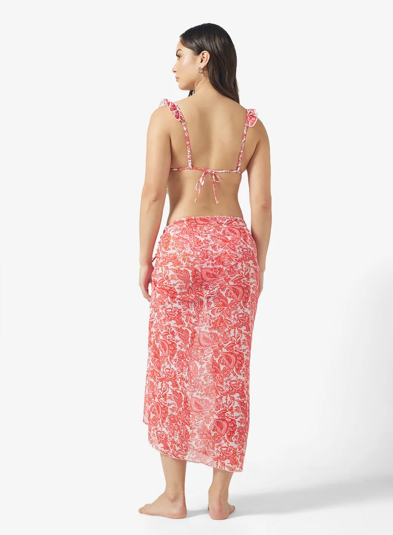 Ginger 3Pc Floral Bikini Set & Wrap Skirt