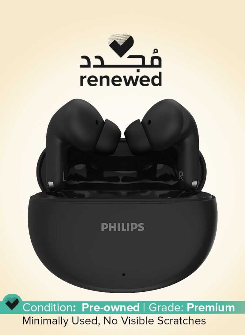 Philips Renewed - TAT1269 Bluetooth Truly Wireless in Ear Earbuds with mic, 13mm Drivers, Bluetooth 5.4, 40H Playtime, IPX5, Fast Charging, Touch Controls, Voice Assistant, Mono Mode, LED Indicator (Deep Black) BLACK - Image 1