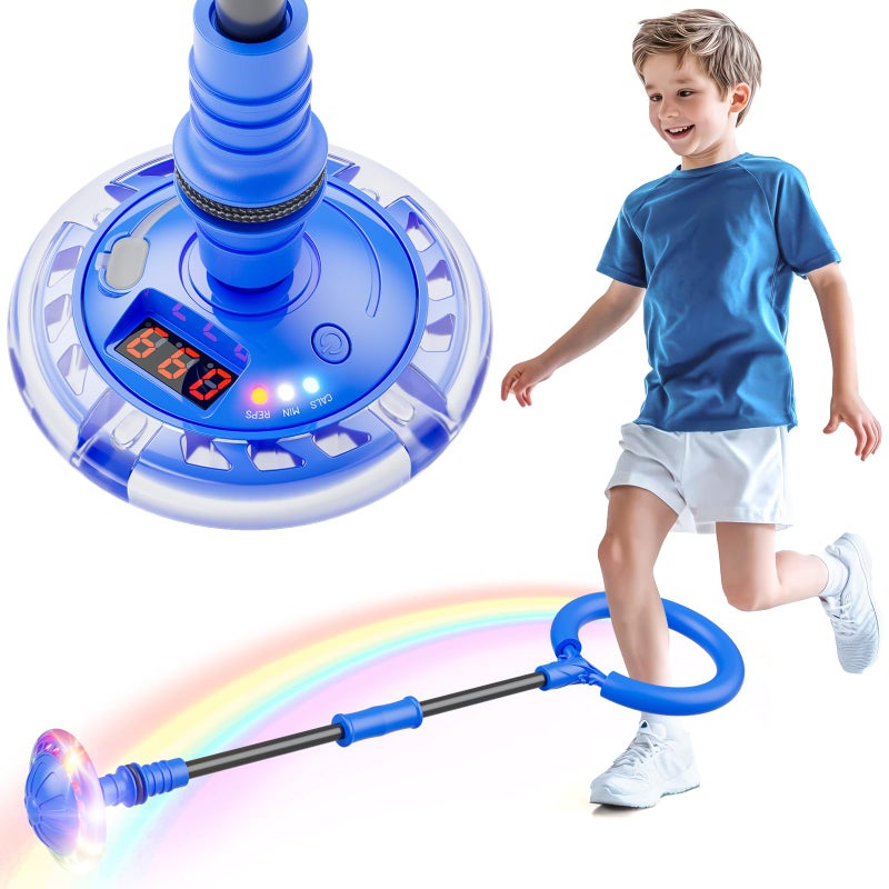 Flooyes Skip Ball for Kids Ankle Skip Ball Toy with Counter Timer and Cal Calculator Boys Birthday Gifts for Age 6 7 8 9 10 Rechargeable Colorful Flash Wheel Skip Ball for Boys Indoor Outdoor Toys - Image 2