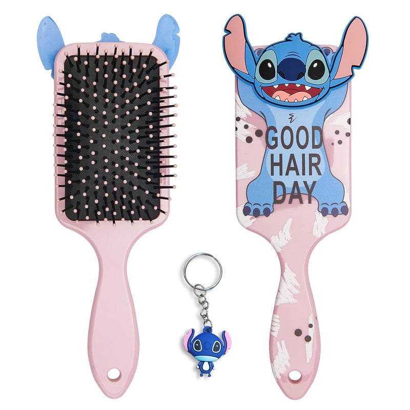 JWDWYX Cute Stich Professional Detangling Hair Brush for Wet and Dry Hair, Pink Cartoon Design, All Hair Types,The best gift for girls - Image 1
