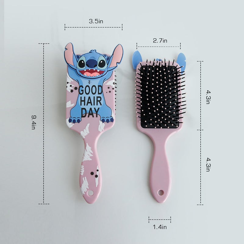 JWDWYX Cute Stich Professional Detangling Hair Brush for Wet and Dry Hair, Pink Cartoon Design, All Hair Types,The best gift for girls - Image 2