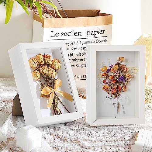 Hacaroa 6 Pack 4 x 6 Inches Shadow Box Frame, Small Wood Frame Memory Display Cases,1.2in Depth Picture Frame Case for Dried Flowers, DIY Craft, Memorabilia, Medals and Photos, White - Image 4