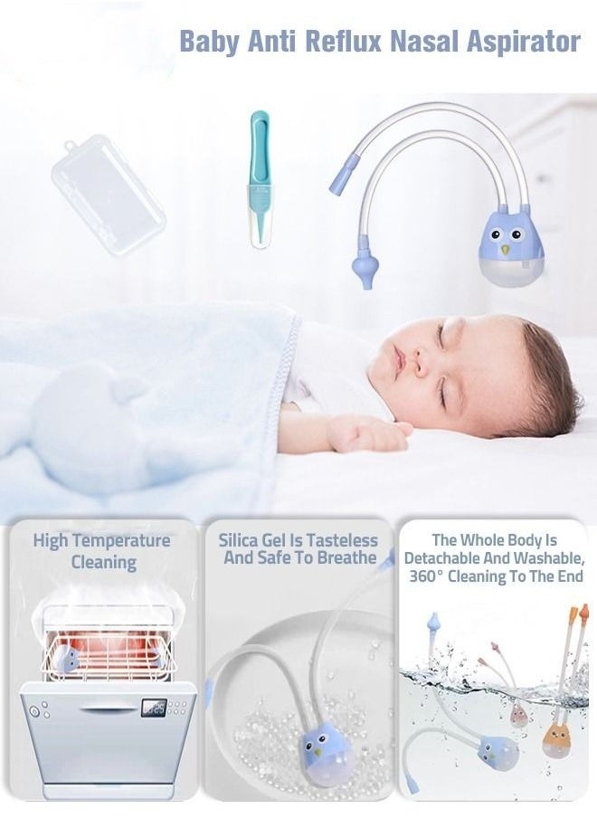 MIXDE Silicone Baby Nasal Aspirators Safe Anti-reflux Infant Nose Cleaner Pump with Clip Toddler Care Set for Newborn  - Image 3