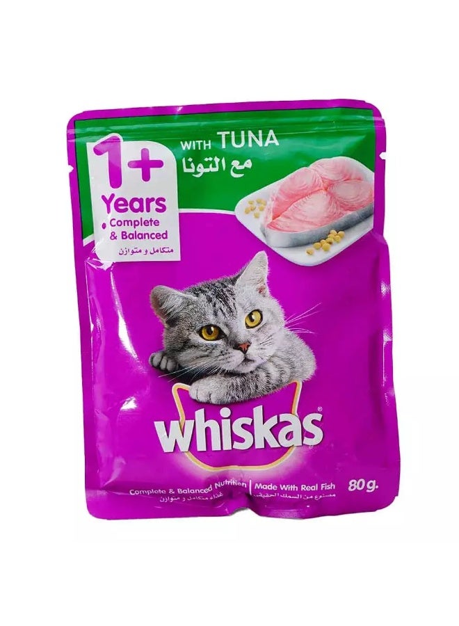 Whiskas 80G with Tuna Wet Cat Food Pouch, Purple, 1+Years Complete Balance Nutrition - Image 2