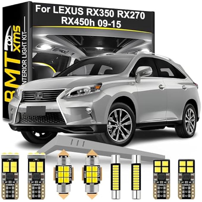 BMT xms طقم إضاءة داخلية LED بديلة لسيارة لكزس RX350 RX270 RX450H موديل 2009-2015، مصابيح بيضاء باردة 6000 كلفن - Image 1