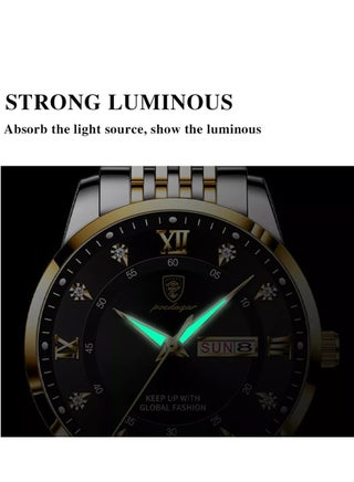 Men's Fashion Business Quartz Black Dial Water Resistant  with Two-Tone Stainless Steel Band Watch - view 4