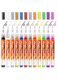 YQbest 12 Pcs Nail Pen Art Graffiti Waterproof Polish Quick Dry Painting DIY Abstract Lines for Portable Tip Draw Equipment (12 Colors)  - Image 1