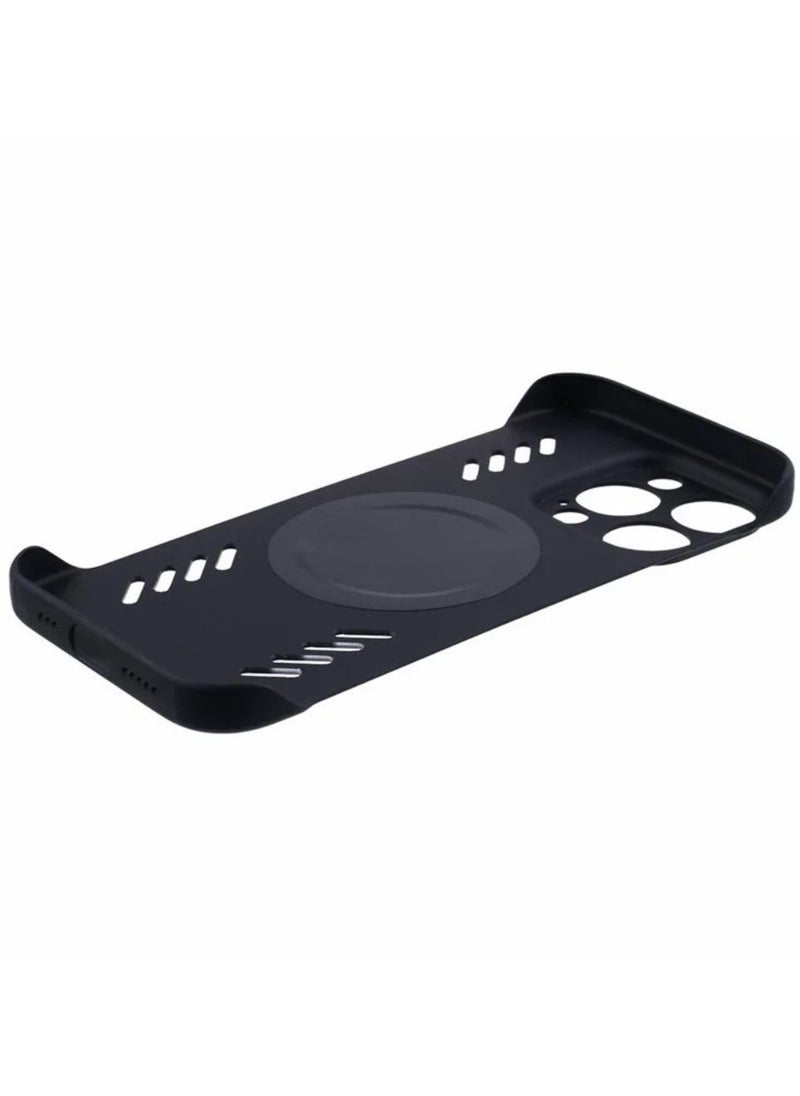 ICARLUS - For iPhone 15 Pro Max Case Hard PC Frameless Heat Dissipation Phone Cover - Black - Image 1