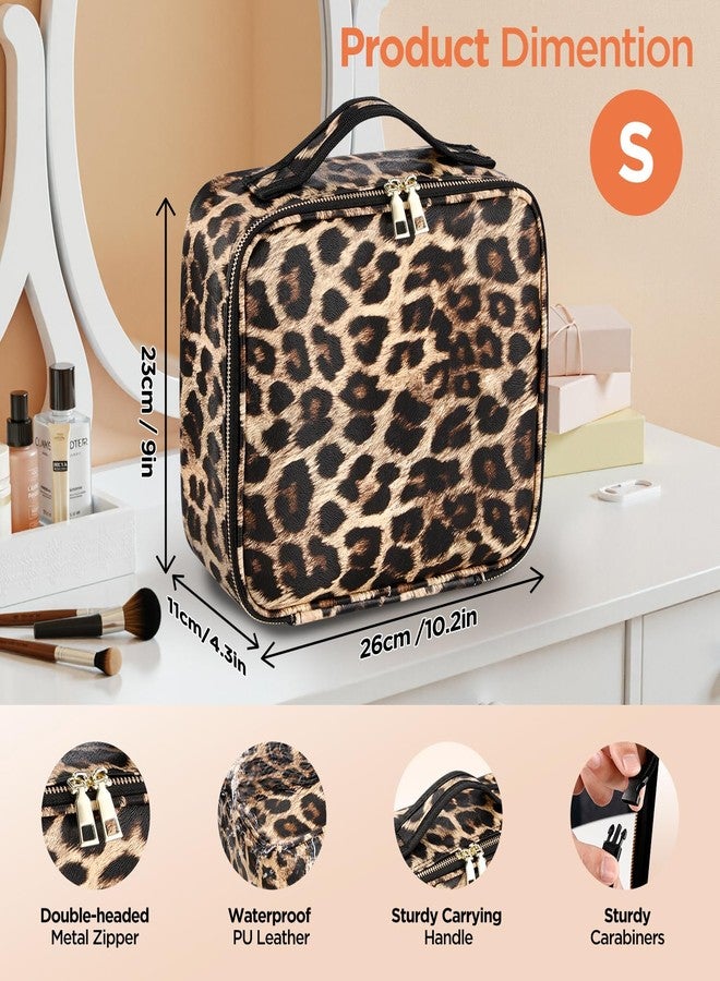 IPOW Travel Makeup Bag with LED Mirror, 3 Adjustable Light Settings, Customizable Dividers, Portable Travel Organizer, USB Charging, leopard print,Small - Image 2