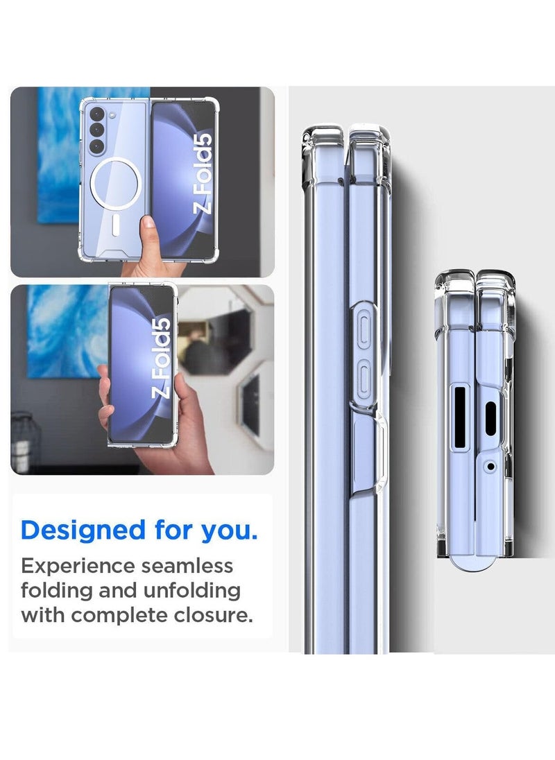 Houmt Samsung Galaxy Z Fold 5 Magnetic Case Support Wireless Charging Hard PC Shockproof Protection Anti Scratch Protective Case Cover for Galaxy Z Fold 5  - Image 4