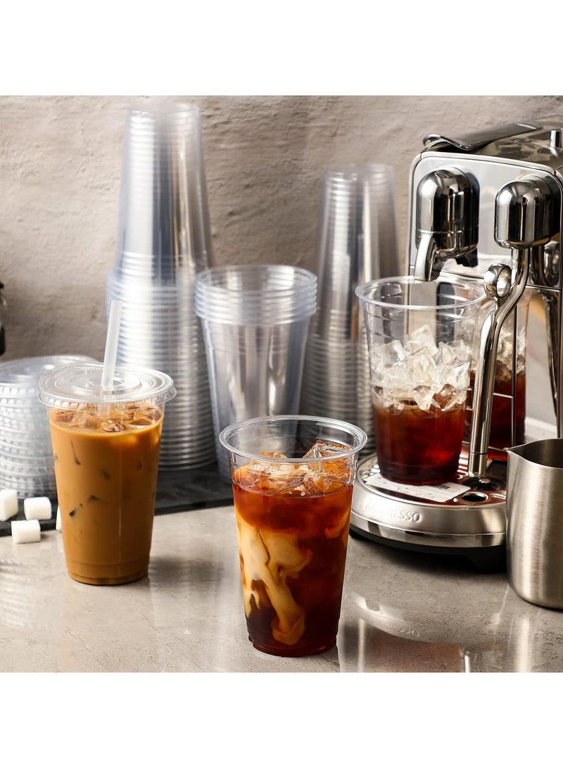 [50 Pack] 16oz Clear Plastic Cups With Flat Lids & Straws - Disposable Clear Drinking Cups For Iced Coffee, Cold Drinks, Milkshakes, and Smoothies - Image 4