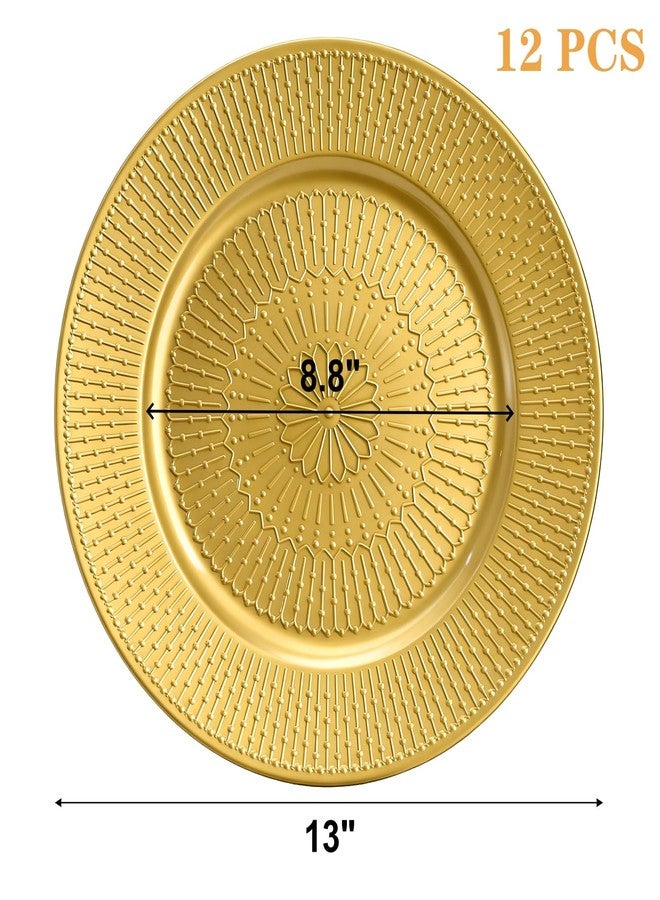 DEAYOU 12 Pack Gold Charger Plate, 13 Inch Beaded Chargers for Dinner Plates, Plastic Reusable Round Charger Platters for Wedding, Table Setting, Serving, Party, Decoration, Event, Holiday - Image 2