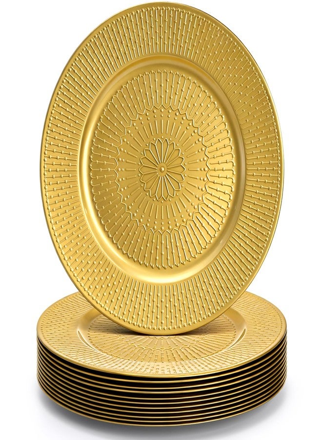 DEAYOU 12 Pack Gold Charger Plate, 13 Inch Beaded Chargers for Dinner Plates, Plastic Reusable Round Charger Platters for Wedding, Table Setting, Serving, Party, Decoration, Event, Holiday - Image 1