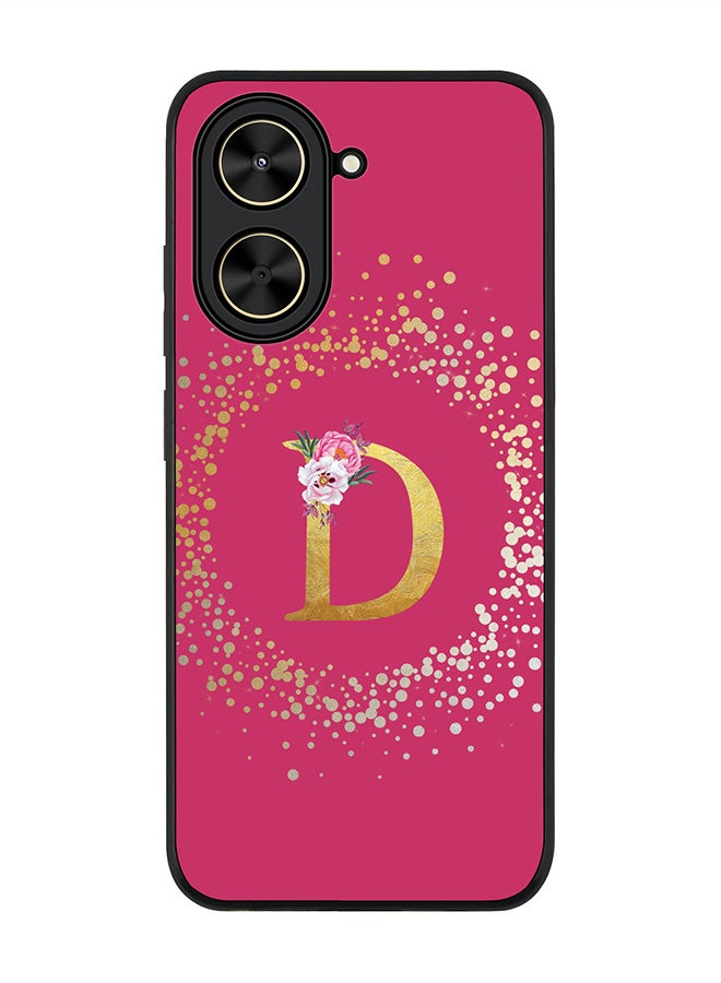Stylizedd For Xiaomi Poco C71 / Redmi A5 4G Case,Slim fit Camera Protection, Shockproof Thin Phone cover  - Custom Monogram Floral - D ( Deep Pink )