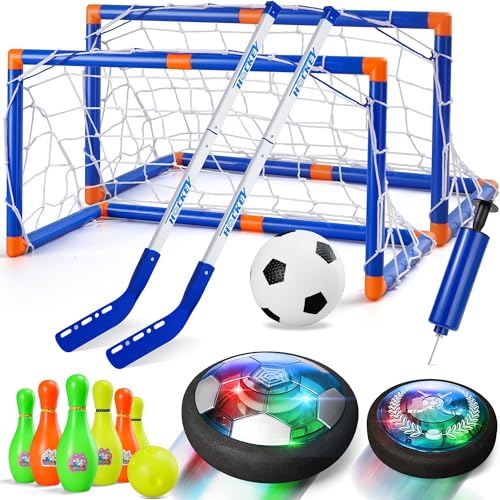 Nazano 4in1 Hover Soccer Ball Set Rechargable Air Floating Soccer Toy with LED Lights Indoor Outdoor Kids Sports Toys Christmas Birthday Gifts for Boys Girls Aged 3 4 5 6 7 812 - Image 1