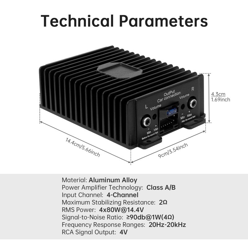 Generic DriSentri 4-Channel Full-Range Amplifier, 80Wx4 Audio Modification Power Amplifier Digital Sound Processor Class A/B for Android Car Player  - Image 2