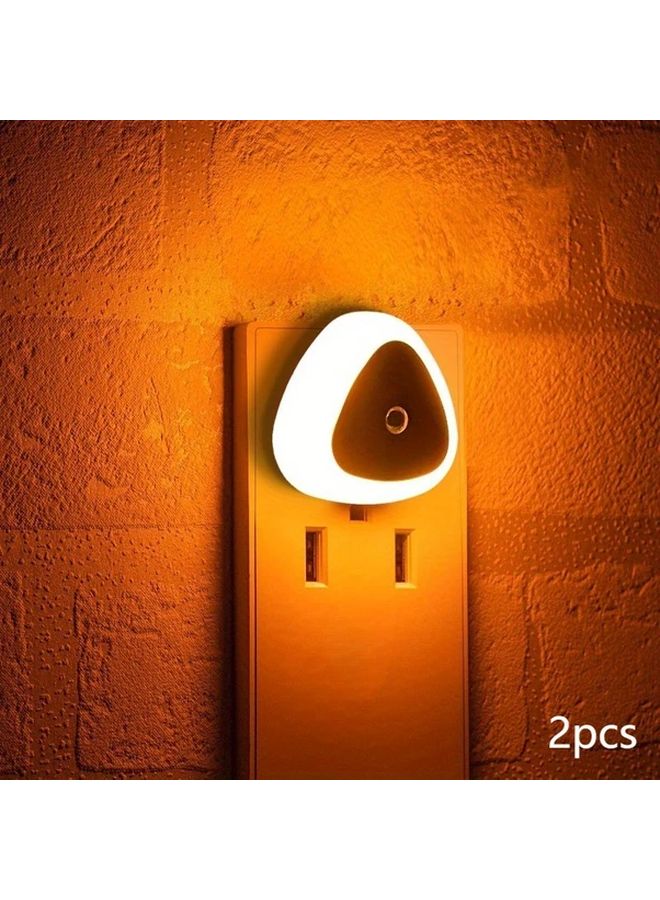 2pcs Pink Triangular Smart Sensor Night Light With US Plug For Bedroom Hallway - Image 1