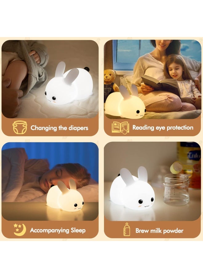 Big Face Rabbit Night Light for Kids – Cute Bunny Lamp, Rechargeable Silicone Rabbit LED Light, Kawaii Baby Night Light, Soft Glow for Kids' Rooms, Perfect Gift for Girls & Nursery Decor - Image 3