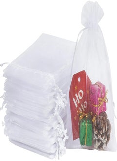 HRX Package HRX Package 100pcs Organza Bags White, 10 x 15cm Medium Organza Wedding Favour Drawstring Bags Jewellery Bags Candy Mesh Pouches for Small Gift 