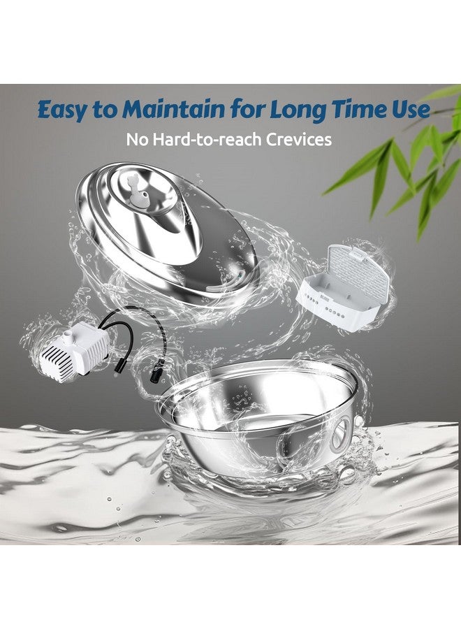 ORSDA Stainless Steel Cat Water Fountain, Automatic Pet Water Fountain, 100oz/3L Drinking Fountain Dog Water Dispenser with Water Level Window- 4Pcs Filters (D66) - Image 3