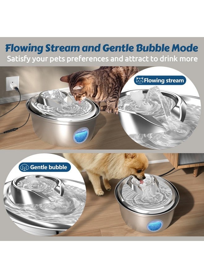 ORSDA Stainless Steel Cat Water Fountain, Automatic Pet Water Fountain, 100oz/3L Drinking Fountain Dog Water Dispenser with Water Level Window- 4Pcs Filters (D66) - Image 2