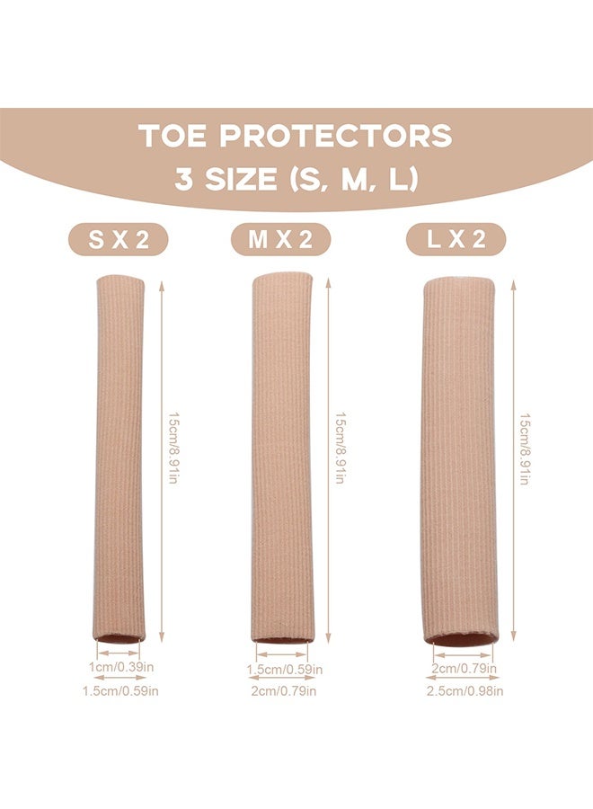 1 Pack 6 Pcs S/M/L Size Cuttable Gel Toe Protectors, Toe Covers & Caps, Corn & Hammer Toe Protectors, Toe Cushion Pads & Tubes, Relief for Corns, Blisters, Toe Pressure Pain & Calluses - Image 2