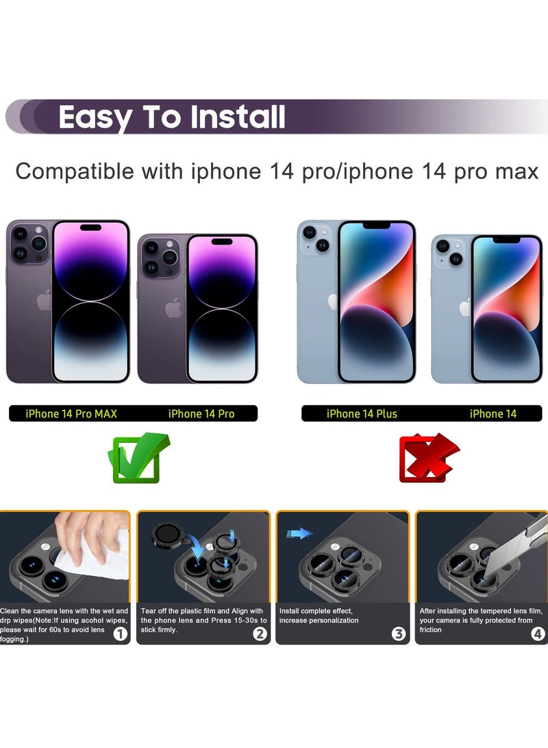Excefore Camera Lens Protector for iPhone 14 Pro / 14 Pro Max, 9H Tempered Glass Camera Cover Screen Protector  - Image 2