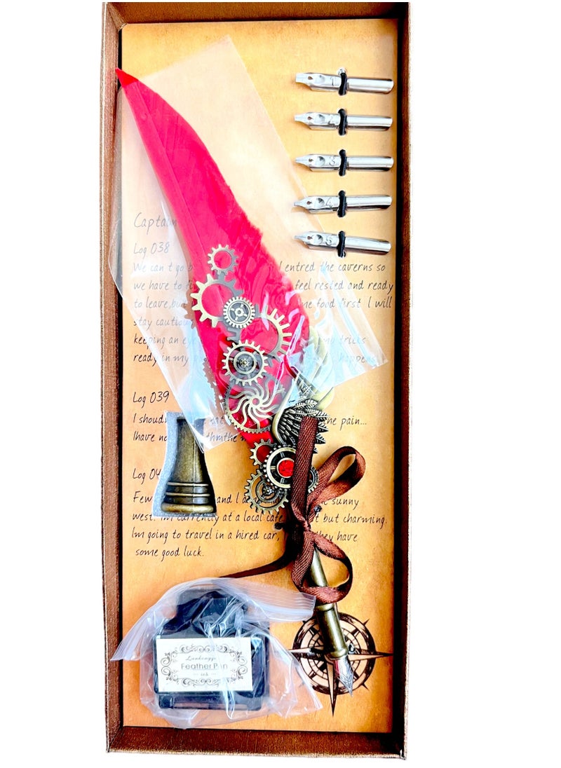 OLUDENIZ - Timeless Elegance: Embrace the Art of Writing with our Vintage Feather Quill Dip Pen Ink Set – A Perfect Signature for Handwriting Enthusiasts, Ideal for School, Office, and Gifting Excellence - Image 1