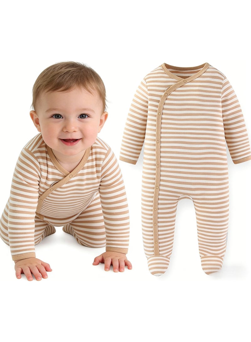 Kiddiezoom طقم ملابس أطفال مكون من 3 قطع، بأكمام طويلة، مصنوع من القطن الخالص 100%، مطبوع عليه سحاب، ناعم ومريح، مناسب للأطفال حديثي الولادة والأطفال الصغار (من 0 إلى 12 شهرًا). - Image 4