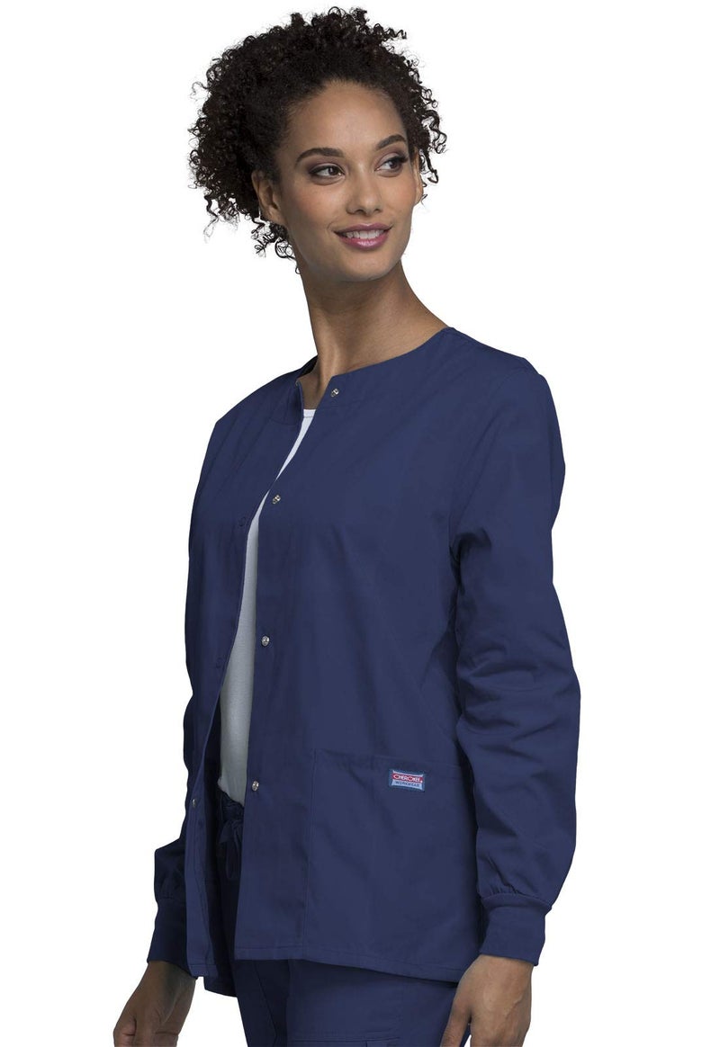 Cherokee Women's Snap Front Warm Up Jacket, Navy, X-Small - Image 3