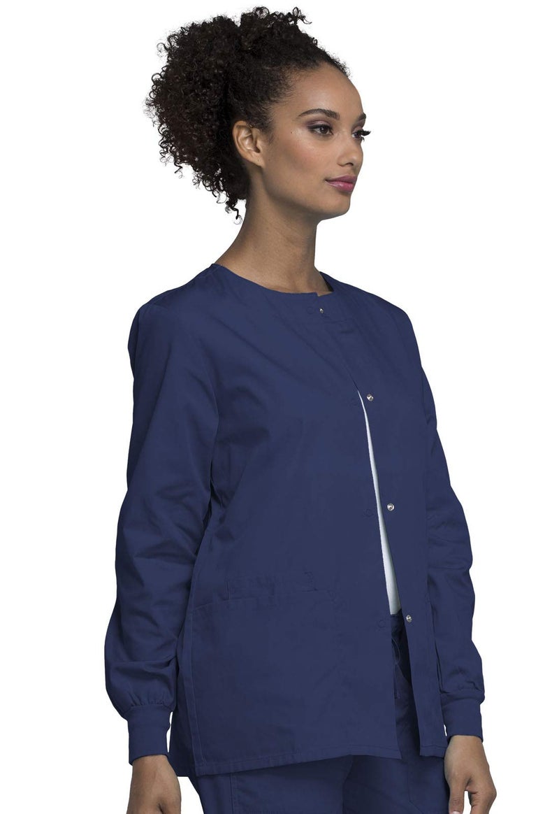 Cherokee Women's Snap Front Warm Up Jacket, Navy, X-Small - Image 5