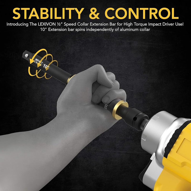 LEXIVON Impact 1/2" Socket Wrench Extension bar, Adjustable 3-Position Extension Made of Aluminum Cr-Mo Steel, Full Impact Strength for Manual Pneumatic Torque Wrench, Electric and Ratchet Wrench 25cm Long - Image 3