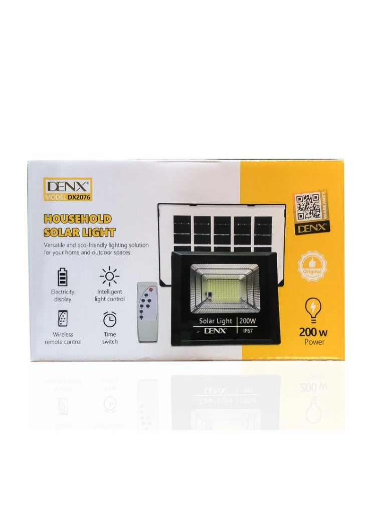 Denx 200W Solar Powered Led Flood Light With Remote Control Water And Dust Resistant - Image 1