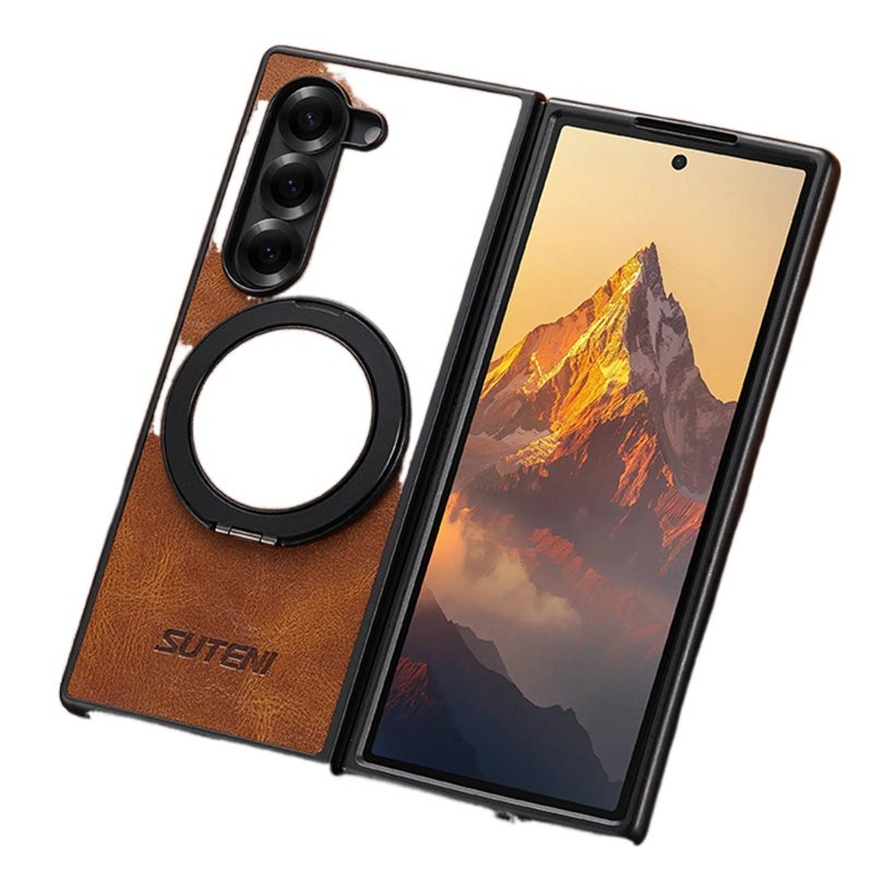 غطاء MagSafe، Waxed Brown TPU، لـ Samsung Galaxy Z Fold 6، حامل قائم مغناطيسي بوظيفة حامل من مادة TPU باللون البني خفيف الحمل للاستخدام الداخلي للمكتب - Image 1