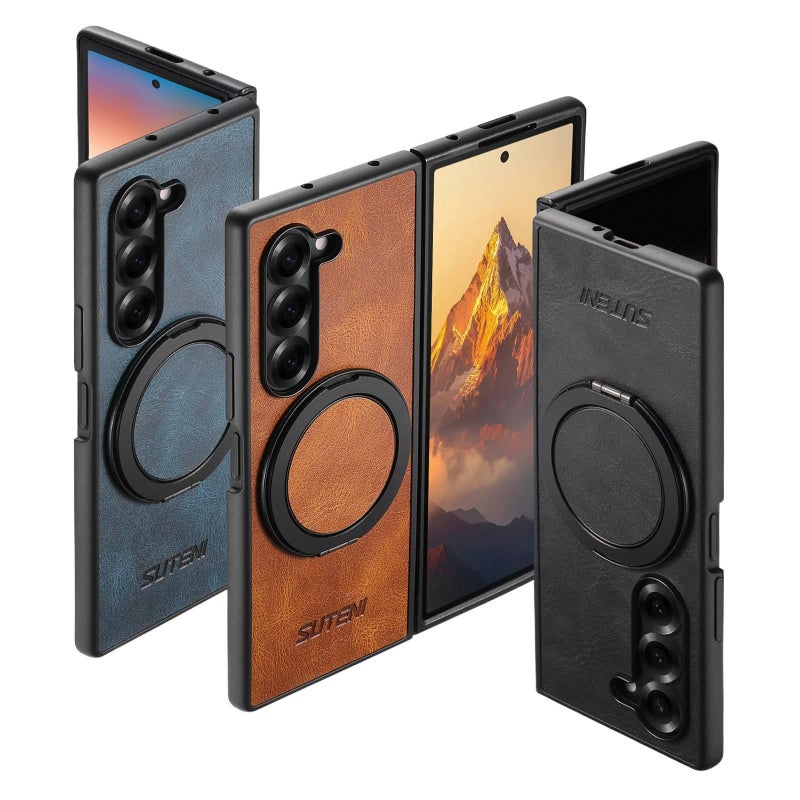 غطاء MagSafe، Waxed Brown TPU، لـ Samsung Galaxy Z Fold 6، حامل قائم مغناطيسي بوظيفة حامل من مادة TPU باللون البني خفيف الحمل للاستخدام الداخلي للمكتب - Image 5