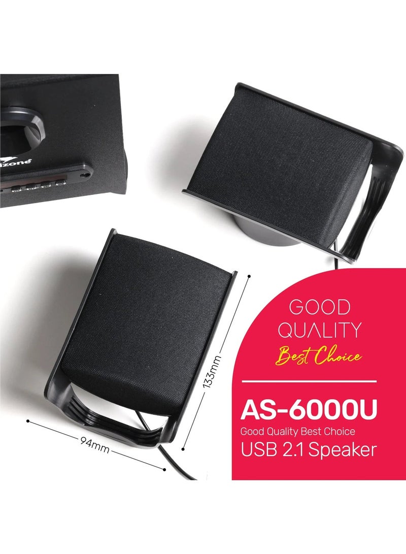 ARIZONE AS-6000U MULTIMEDIA USB 21 BT SPEAKER Speakers with Powerful Subwoofer, USB and Bluetooth Connectivity, TF Card Slot, USB Disk Slot, FM - Image 3