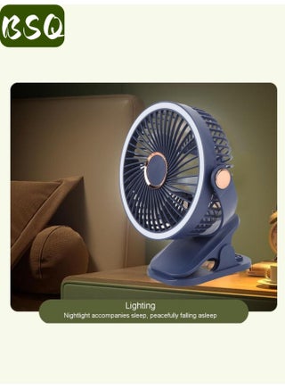 Clip-On Rechargeable Mini Fan with LED Night Light, 5-Speed Quiet Personal Fan, 720° Rotatable 3-in-1 Fan for Stroller, Desk, Outdoor & Home - view 4