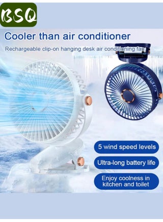 Clip-On Rechargeable Mini Fan with LED Night Light, 5-Speed Quiet Personal Fan, 720° Rotatable 3-in-1 Fan for Stroller, Desk, Outdoor & Home - view 2