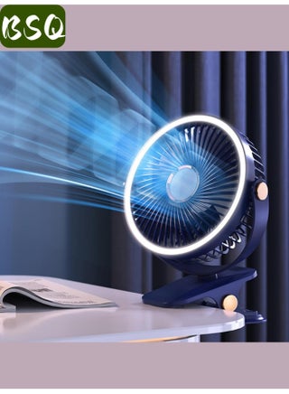 Clip-On Rechargeable Mini Fan with LED Night Light, 5-Speed Quiet Personal Fan, 720° Rotatable 3-in-1 Fan for Stroller, Desk, Outdoor & Home - view 3