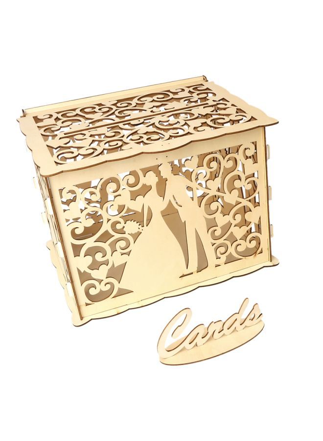 NIBEMINENT 3-Piece DIY Wooden Wedding Card Box With Lock Set YWH1485 32.8x26.3x3.0centimeter - Image 1