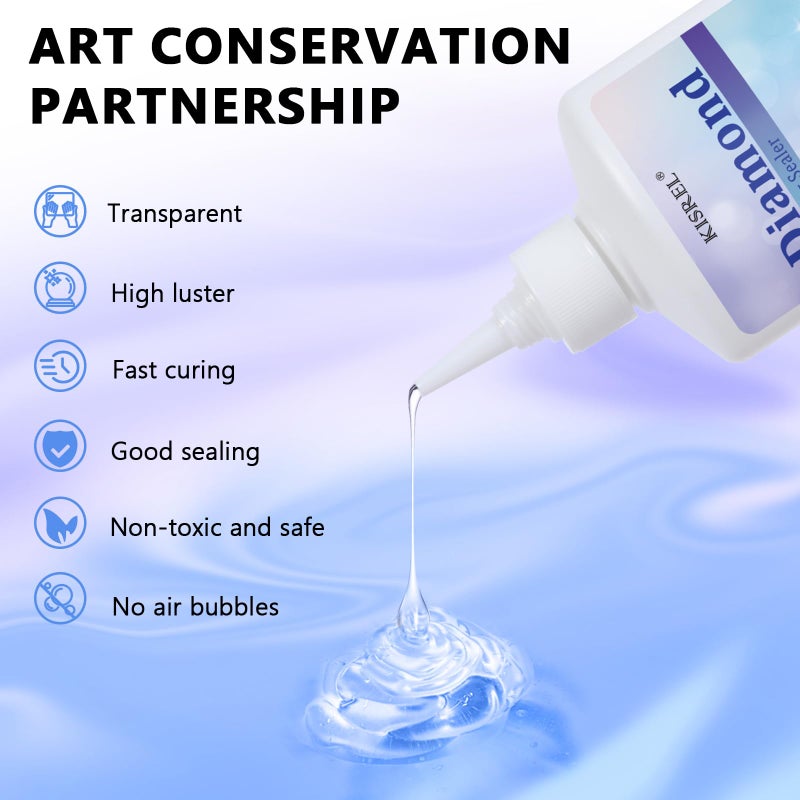 KISREL 240ml Diamond Painting Sealer, 8oz Quick-Dry Diamond Art Sealer with Applicator, Non-Toxic 5D Diamond Art Glue Permanent Adhesive, Puzzle Glue for Glossy Finish - Image 3