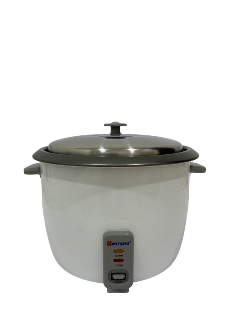 ميتشو طباخ أرز كهربائي 3 في 1 مع وعاء داخلي من الألومنيوم وغطاء من الفولاذ المقاوم للصدأ وجهاز بخار ومغرفة أرز وكوب قياس، يتضمن وظيفة الطهي والبخار والحفاظ على الدفء مع مؤشر ضوئي / مقبض بارد الملمس مع جهاز بخار خارجي من الألومنيوم 1.8 لتر 700 وات - أبيض - Image 1