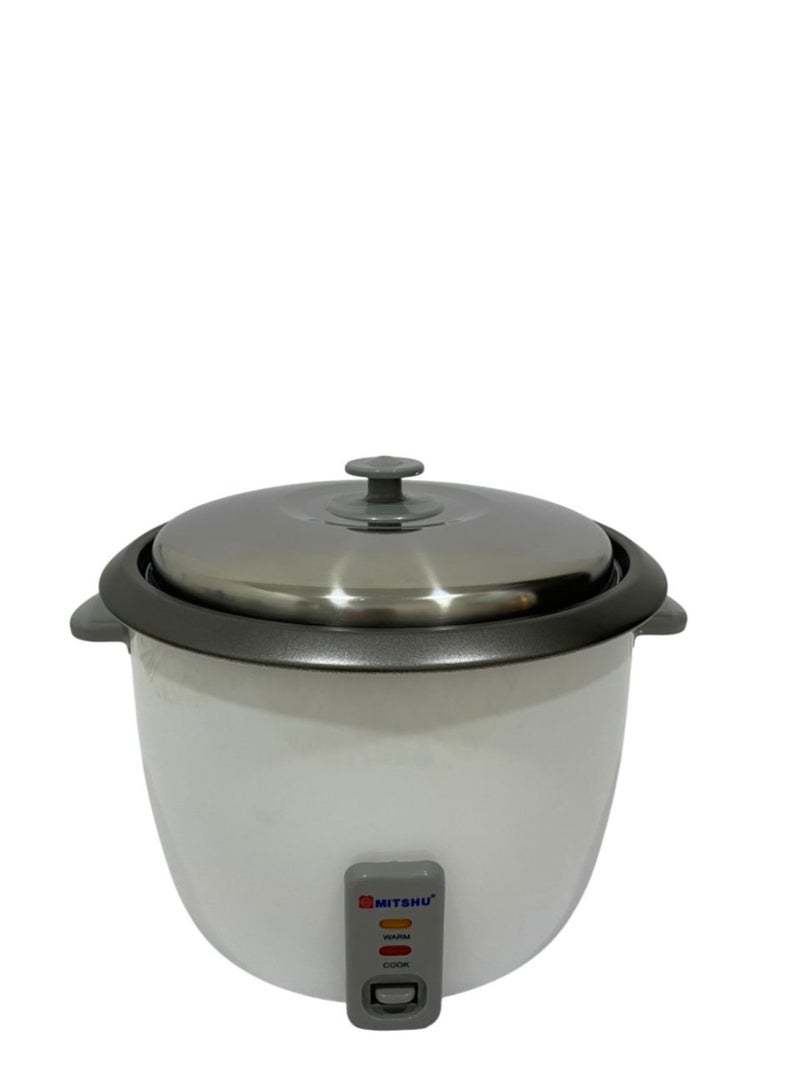 ميتشو طباخ أرز كهربائي 3 في 1 مع وعاء داخلي من الألومنيوم وغطاء من الفولاذ المقاوم للصدأ وجهاز بخار ومغرفة أرز وكوب قياس، يتضمن وظيفة الطهي والبخار والحفاظ على الدفء مع مؤشر ضوئي / مقبض بارد الملمس مع جهاز بخار خارجي من الألومنيوم 1.8 لتر 700 وات - أبيض - Image 2