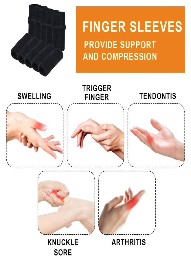 HaiFafafaing 20 Pcs Black Finger Sleeves, Breathable Finger Brace, Compression Support for Arthritis, Thumb Splint for Relief Support Protector and Reliving Pain - Image 4