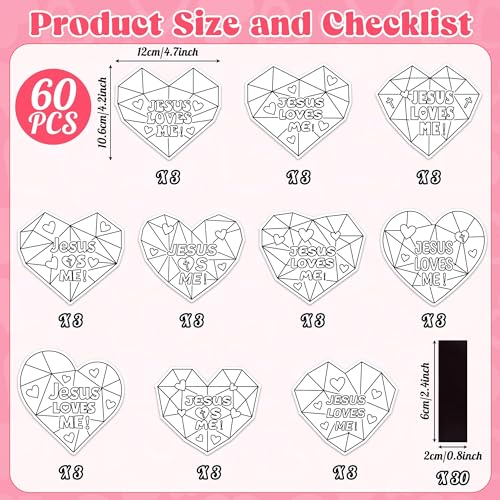 JAPBOR Valentines Christian Coloring Craft for Kids 30PCS Jesus Loves Me Color Your Own Magnet Kit Religious Valentines Day Heart DIY Fridge Magnetic Stickers for Classroom Draw Paint Activities - Image 5