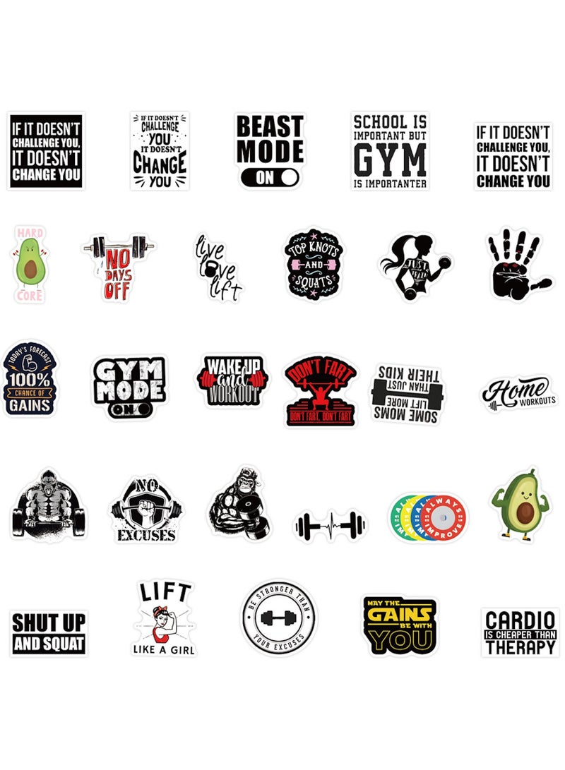 50PCS Gym Stickers Fitness Stickers Workout Fitness Stickers for Planners and Journals Gifts Laptop Skateboard Computer Phone Stickers for Boys Girls Teens Kids Adults - Image 3