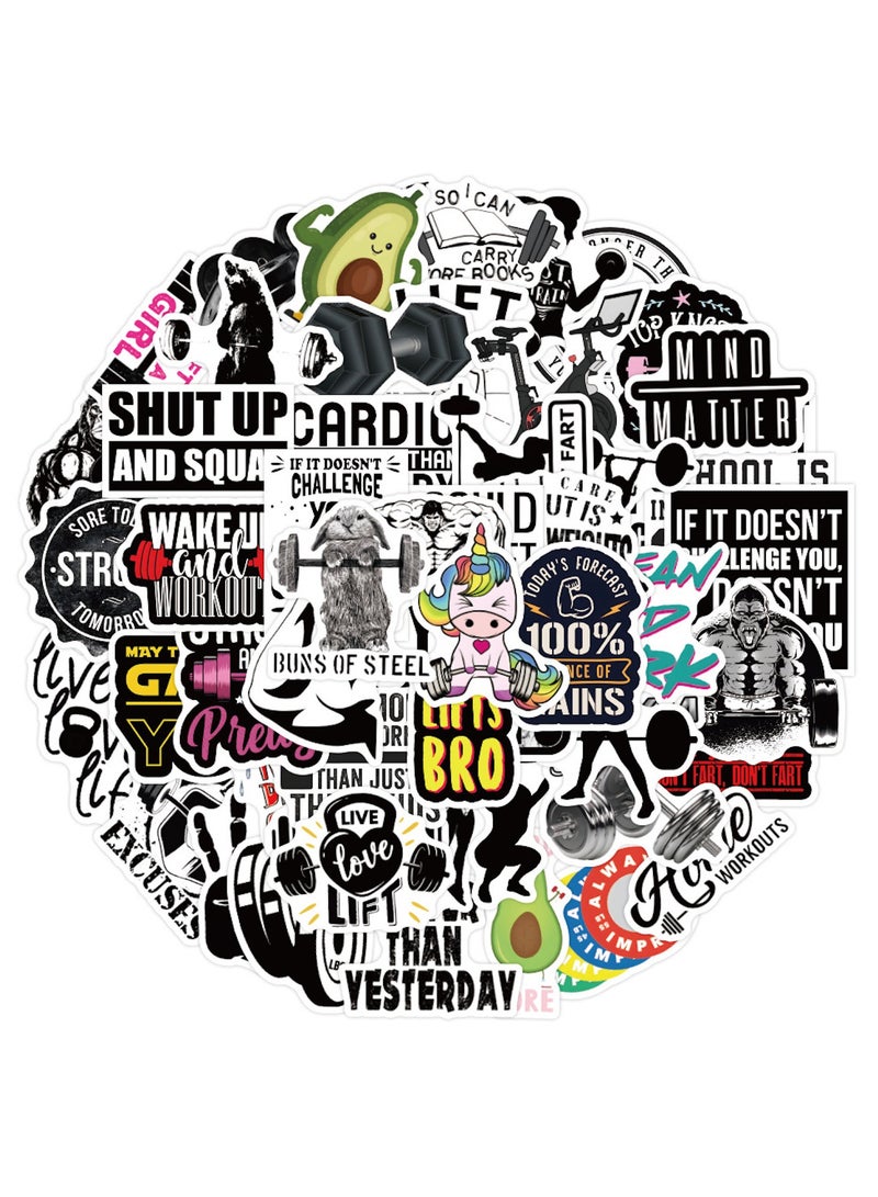 50PCS Gym Stickers Fitness Stickers Workout Fitness Stickers for Planners and Journals Gifts Laptop Skateboard Computer Phone Stickers for Boys Girls Teens Kids Adults - Image 1