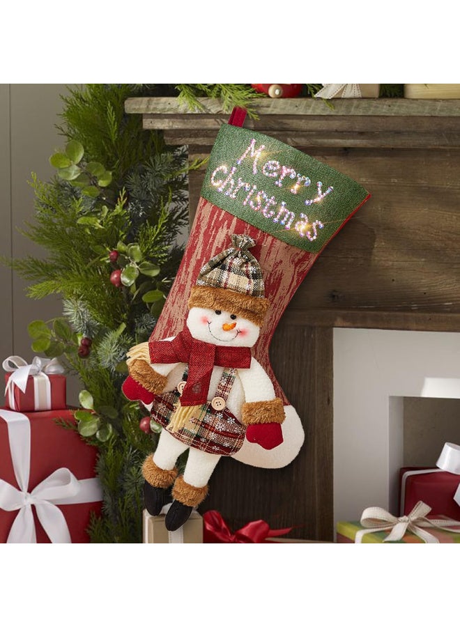 AUTOYSUR 3PCS 18" Christmas Stocking Classic Large Stockings Santa, Snowman, Reindeer Xmas Character for Family Holiday Christmas Party Decorations - Image 5